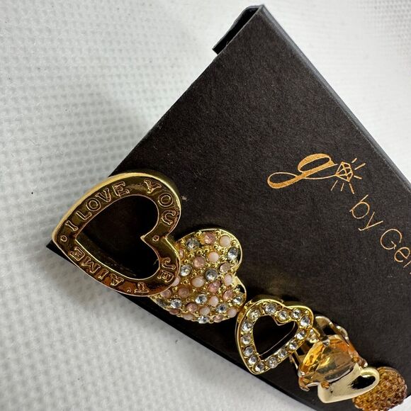 G by Gennaro Lot of 6 Single Stud Earrings Gold Tone Yellow Stone Heart Love - Picture 2 of 5